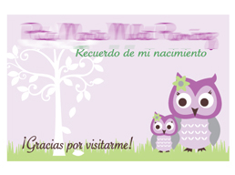 Tarjeta recuerdo nacimiento